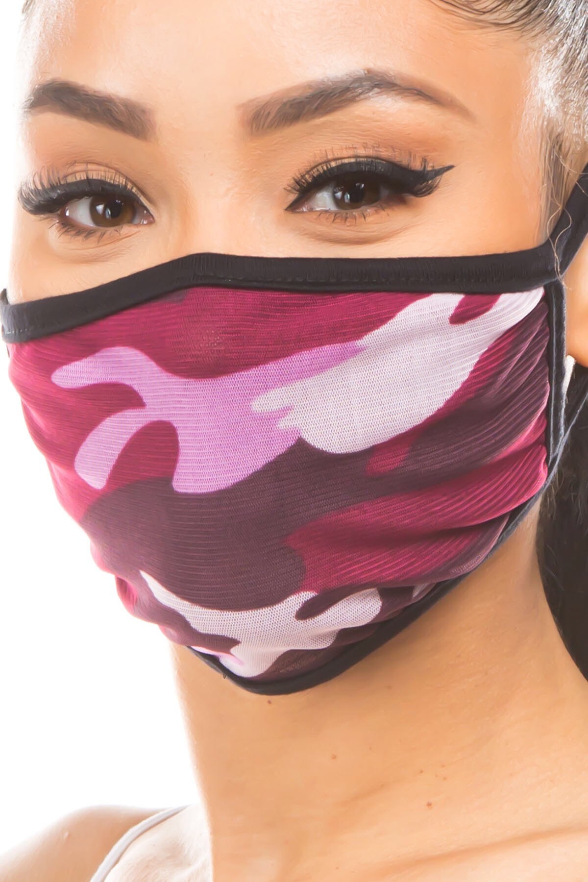 Camouflage Print Mesh Face Mask Seethrough Double Layer Etsy