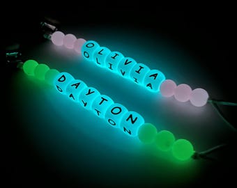 Glow in The Dark | Newborn Pacifier Clip | Custom Binky | Pacifier Holder With Name | Custom Baby Shower Gift | Personalized Pacifier Clip