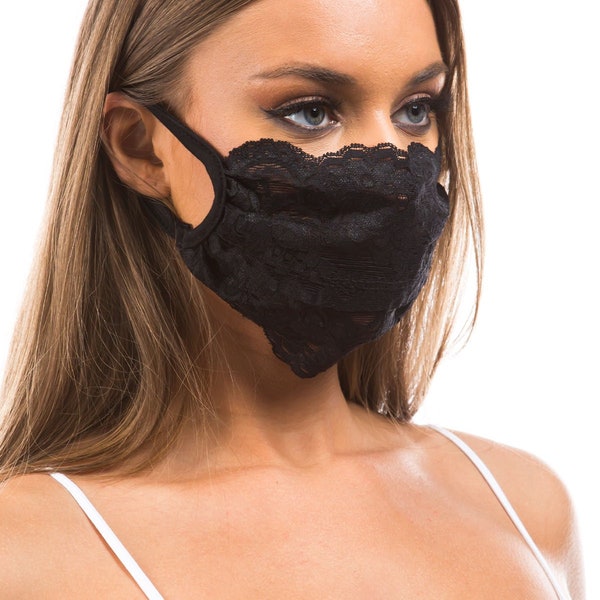 Scalloped Lace | One Layer | Sheer Face Mask| Fashion Face Mask | Reusable + Washable | Made in USA