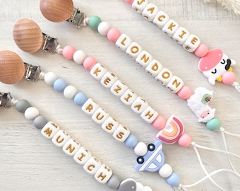 Elegant White and Gold Pacifier Holder | Custom Binky | Pacifier Holder With Name | Custom Baby Shower Gift | Personalized Pacifier Holder