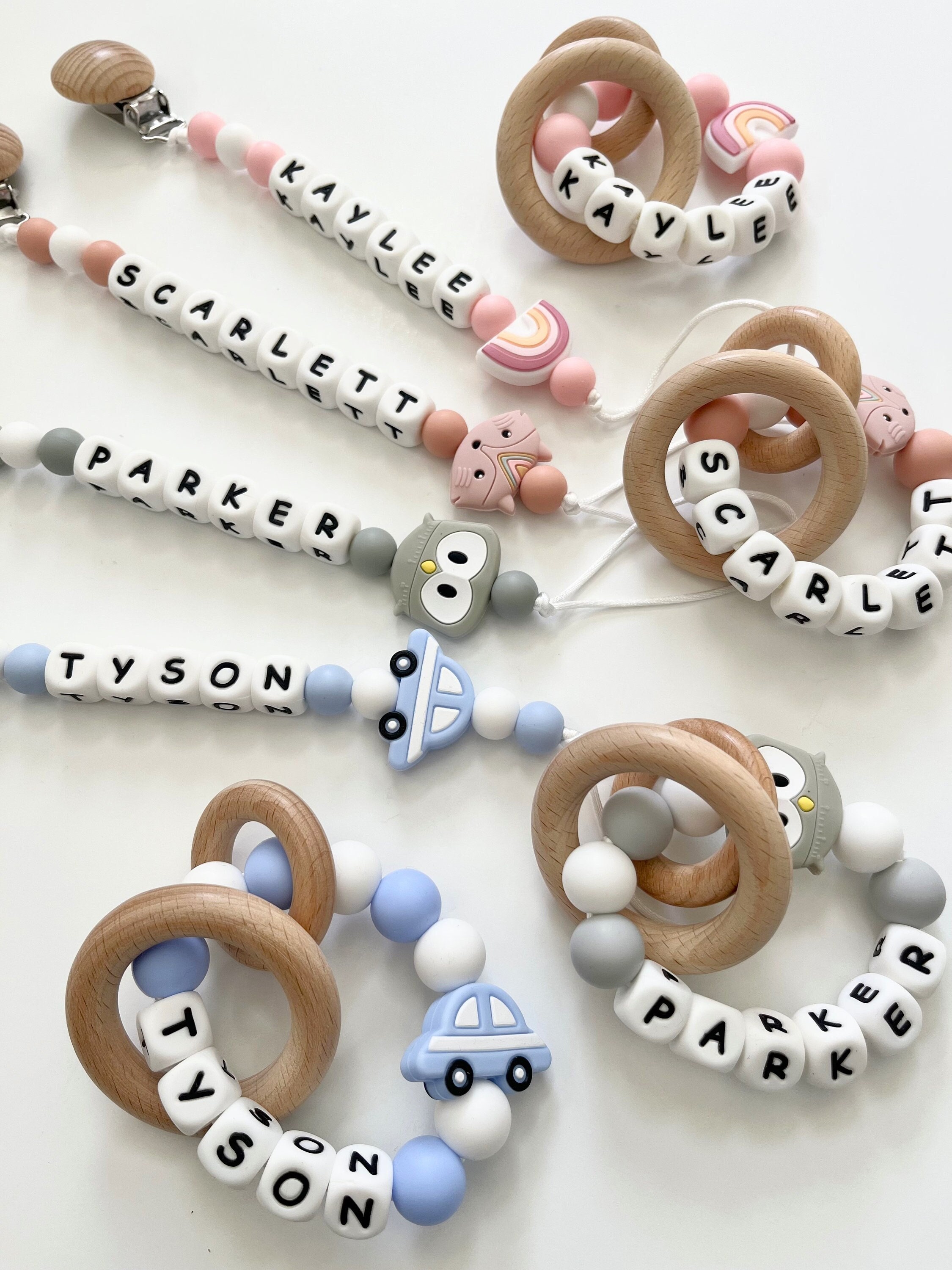 Pacifier Clip Personalized | Binky Clip| Pacifier Holder With Name| Personalized Rattle Ring| Rattle Toy| Baby Sensory Ring| Fiddle Toy