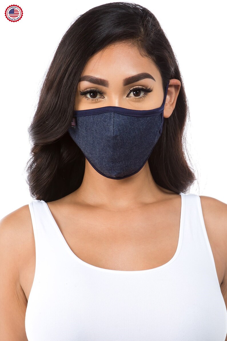 Reusable Fashion Face Mask Stretch Denim Fabric 3 Layer Etsy