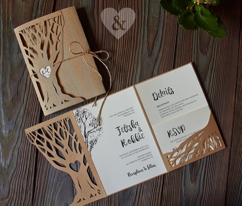 Tree Wedding Invite Laser Cut Tree Wedding Invitation Etsy