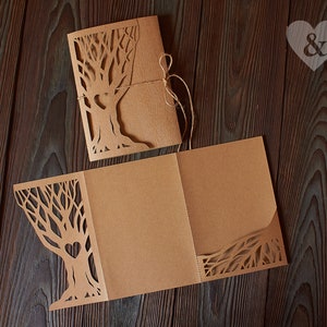Invito a nozze tagliato al laser albero fai-da-te-Invito a nozze pieghevole-Tri-fold Invito a nozze albero-Invito a nozze pieghevole in formato SVG