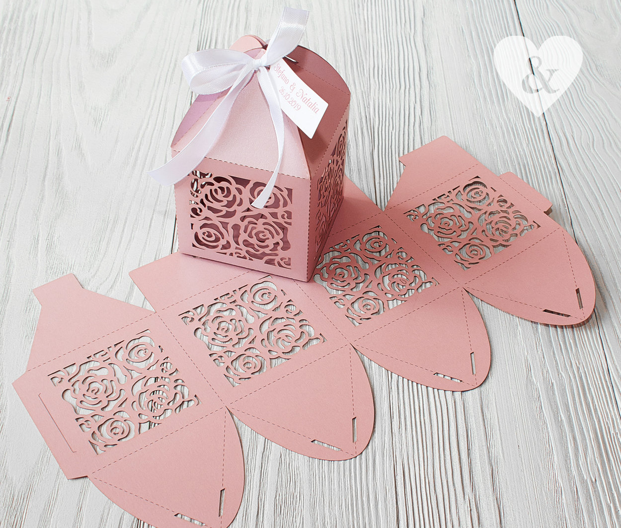 Laser Cut Favor Box Cake Favor Box Pink Favor Boxes Wedding Etsy