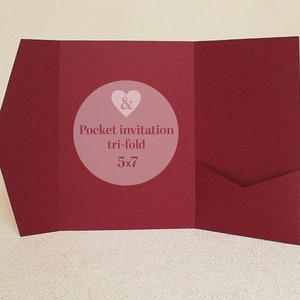 Invito a nozze classico bordeaux tagliato al laser modello 5x7 invito marsala tascabile-fai da te, busta di invito tascabile ripiegabile in formato SVG cricut