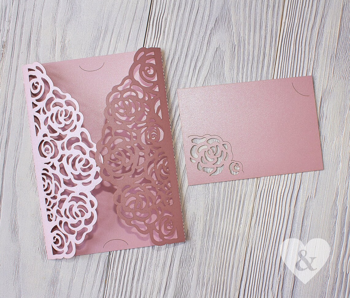 Laser Cut Pocket Pink-laser Cut Invitation Pocket-gatefold | Etsy