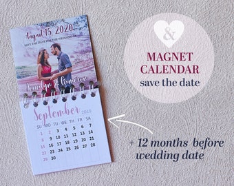 Photo Wedding Save The Date Magnet, 12 Month Calendar