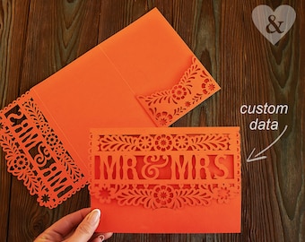 Invitación de boda para fiesta, despedida de soltera mexicana, plantilla floral cortada a láser para Cricut SVG