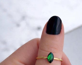 Ring made from beetle wings, adjustable