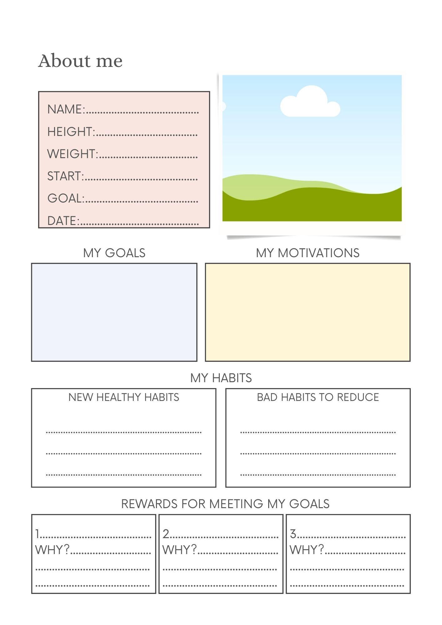 Fitness Planner Printable | Wellness Tracker, Workout Log (digital PDF ...