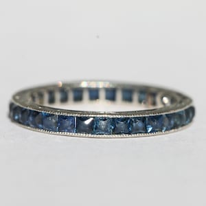 Vintage Platinum and French Cut Sapphire Eternity Band 4.0