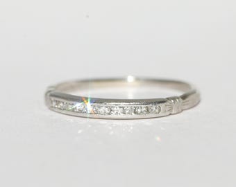 Vintage platina single cut diamanten bandmaat 6,75
