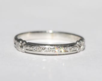 Vintage platina single geslepen diamanten bandmaat 6,5