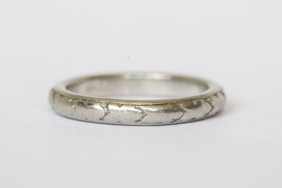 Antique Platinum Engraved Band Inscribed June 4, … - image 2