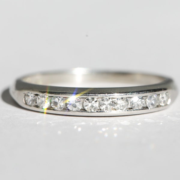 Vintage Platinum Single Cut Diamond Band