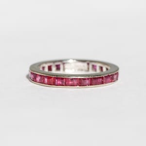 Vintage 14k White Gold Ruby Eternity Band size 6.0
