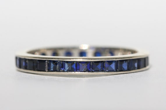 Vintage Sapphire 14k White Gold Eternity Band - image 4