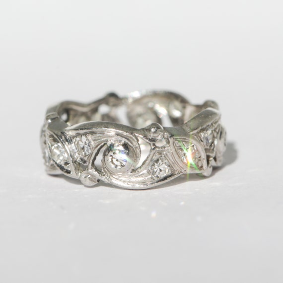 Antique Platinum Single Cut Diamond Eternity Band