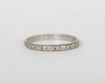Vintage platina gegraveerde bandmaat 6,75