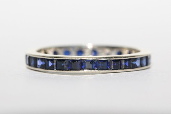 Vintage Sapphire 14k White Gold Eternity Band - image 5