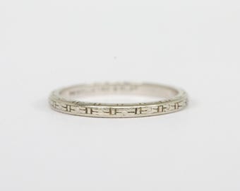 Vintage platina en 18k witgoud gegraveerde bandmaat 6,0"