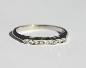 Vintage 14k White Gold Single Cut Diamond Band size 4.5