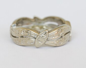Vintage 14k witgouden gegraveerde band 7,0"