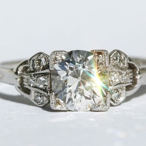 Vintage 1.1 carat Old European Cut Diamond and Platinum Engagement Ring 6.25