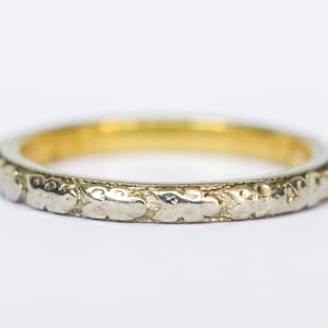18k White Gold over 18k Yellow Gold Engraved Band 11-20-24 4.5