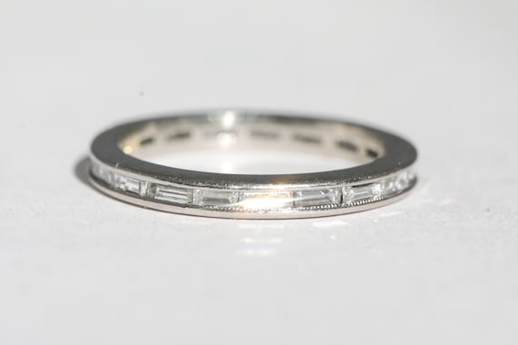 Vintage Platinum Baguette Diamond Eternity Band 4.0