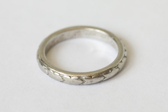 Antique Platinum Engraved Band Inscribed June 4, … - image 4