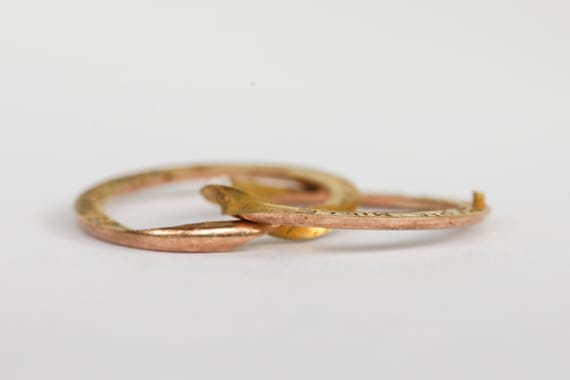 Antique 10k Gold Gimmel Band Inscribed March 23 1… - image 3