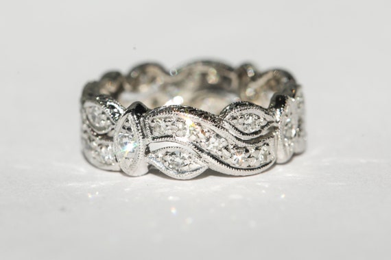Vintage Single Cut Diamond and Platinum Eternity Band 6.0