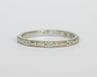 Antique 18k White Gold Engraved Band size 6.0 Inscribed 6-19-12