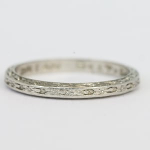 Vintage Platinum Traub Orange Blossom Band Inscribed 9-17-94