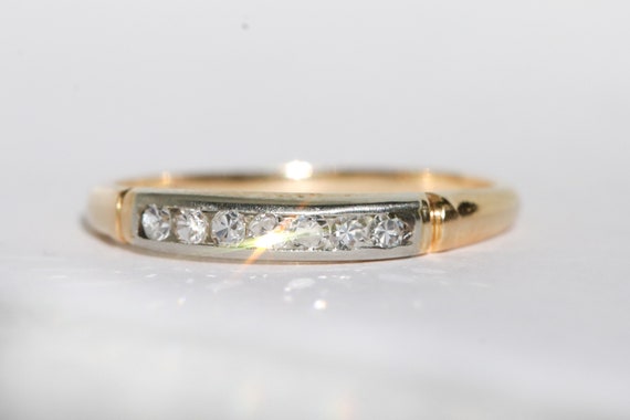 Vintage 14k Yellow Gold and 18k White Gold Single… - image 4