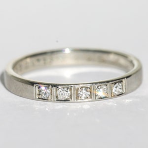 Vintage Belais 18k White Gold Single Cut Diamond Inscribed 6-9-30 5.5