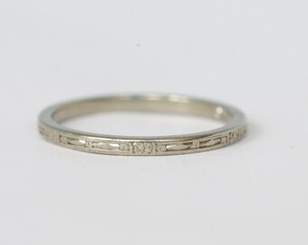 Vintage 18k witgouden gegraveerde band 5,0"