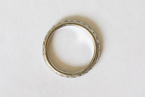 Antique Platinum Engraved Band Inscribed June 4, … - image 6