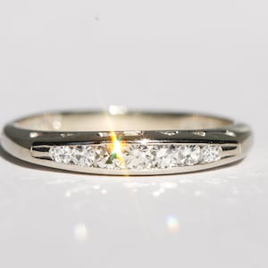 Vintage 14k White Gold Single Cut Diamond Band 4.75