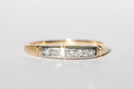 Vintage 14k Yellow Gold and 18k White Gold Single… - image 1