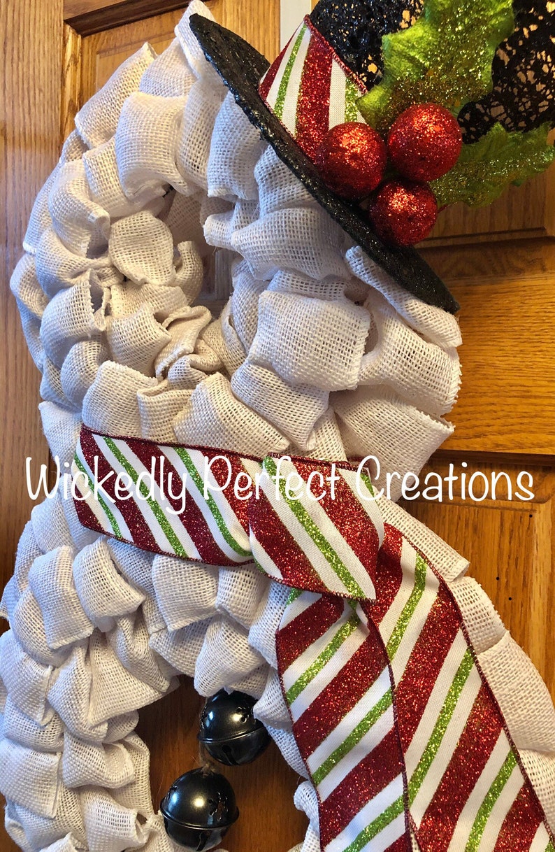 Christmas Snowman Burlap Wreath