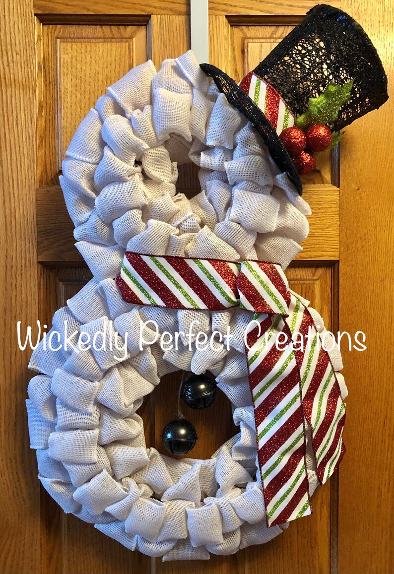 Christmas Snowman Burlap Wreath