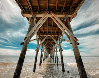 Local Beach Photography Print, Holden Beach, NC Pier, Ocean Photo, Color, Carolinas Coastal Picture, Surf Decor, 16 x 20 Print, Wall Art