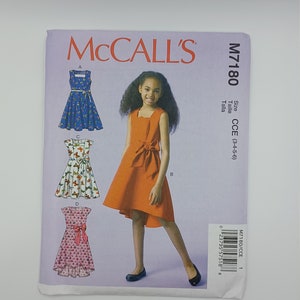2010&#39;s McCall&#39;s M7180 Girl&#39;s Dress Pattern Sizes 3-4-5-6 --FF