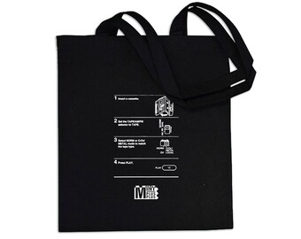 90s Nostalgia Tote Bag with Cassette Tape