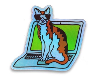 Premium Holographic Rad Cat Sticker