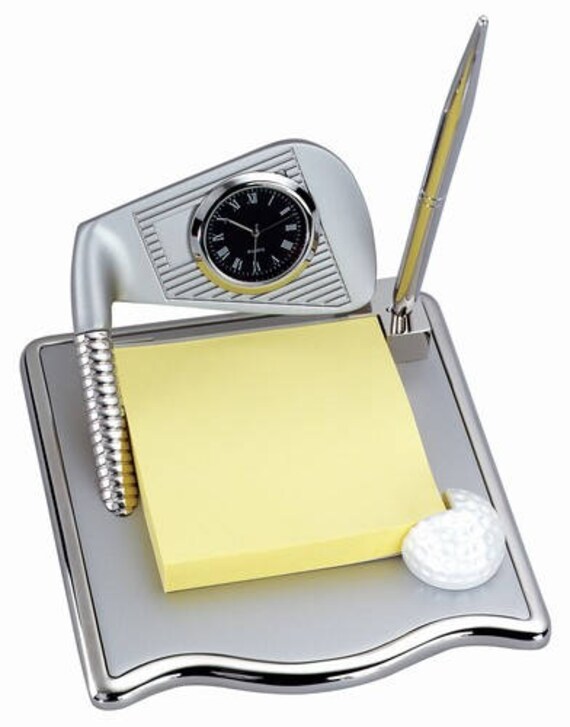 Free Engraving Personalized Golf Desk Set Clock Pen Memo Etsy