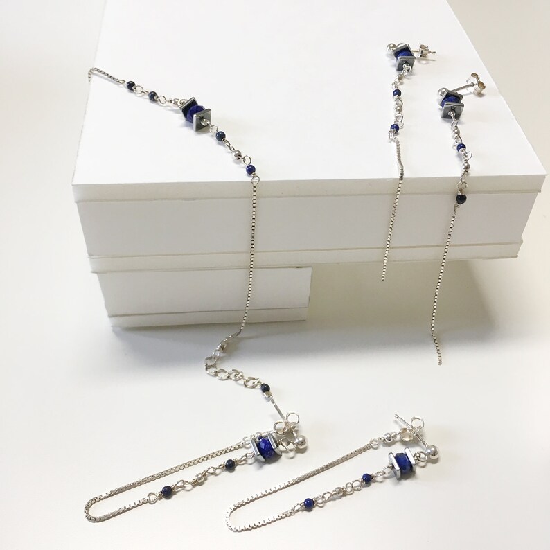 Bracelet femme en lapis-lazuli, bracelet en pierres fines, cadeau pour elle, cadeau anniversaire image 6